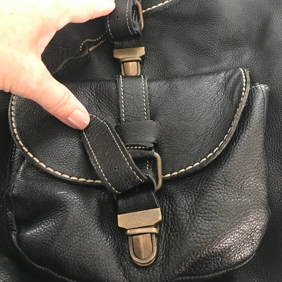 ROOTS VINTAGE UNISEX LARGE BLACK PEBBLED LEATHER BACKPACK - Picture 10 of 10